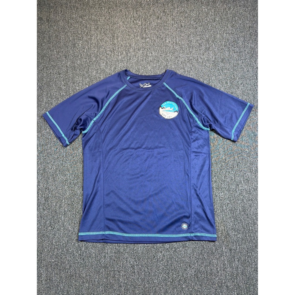 Beach Bros Mens Rash Guard Navy Blue UPF 50+ Sun Protection Swim Shirt Small